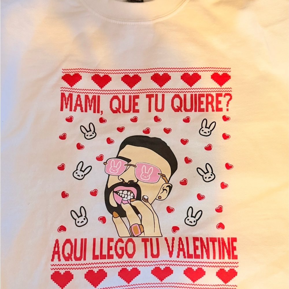 Valentine's Graphic Bad Bunny crewneck - White